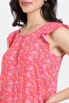 Zivame Floral Pop Woven Knee Length Nightdress - Coral Paradise — thumbnail 5